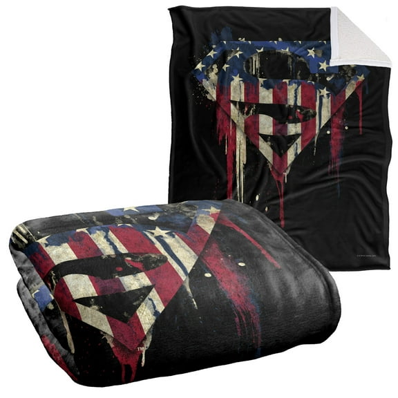 LOGOVISION Superman Blanket, 50x60 inches, Bleeding Shield Silky Touch Sherpa Back Super Soft Throw Blanket