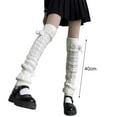 thumbnail image 5 of Mightlink 1 Pair Leg Warmers Over Knee Pompoms/Ribbed Soft Knitted Stretchy Keep Warm Solid Color Autumn Winter Women Boot Stockings for Daily Life, 5 of 6
