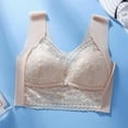 thumbnail image 3 of Ohufall Sport Bras for Women Plus Size Sexy Solid Lace Wire-Free Daily Bra Comfy Breathable Gathering Push Up Underwear Bra on Clearance, 3 of 4