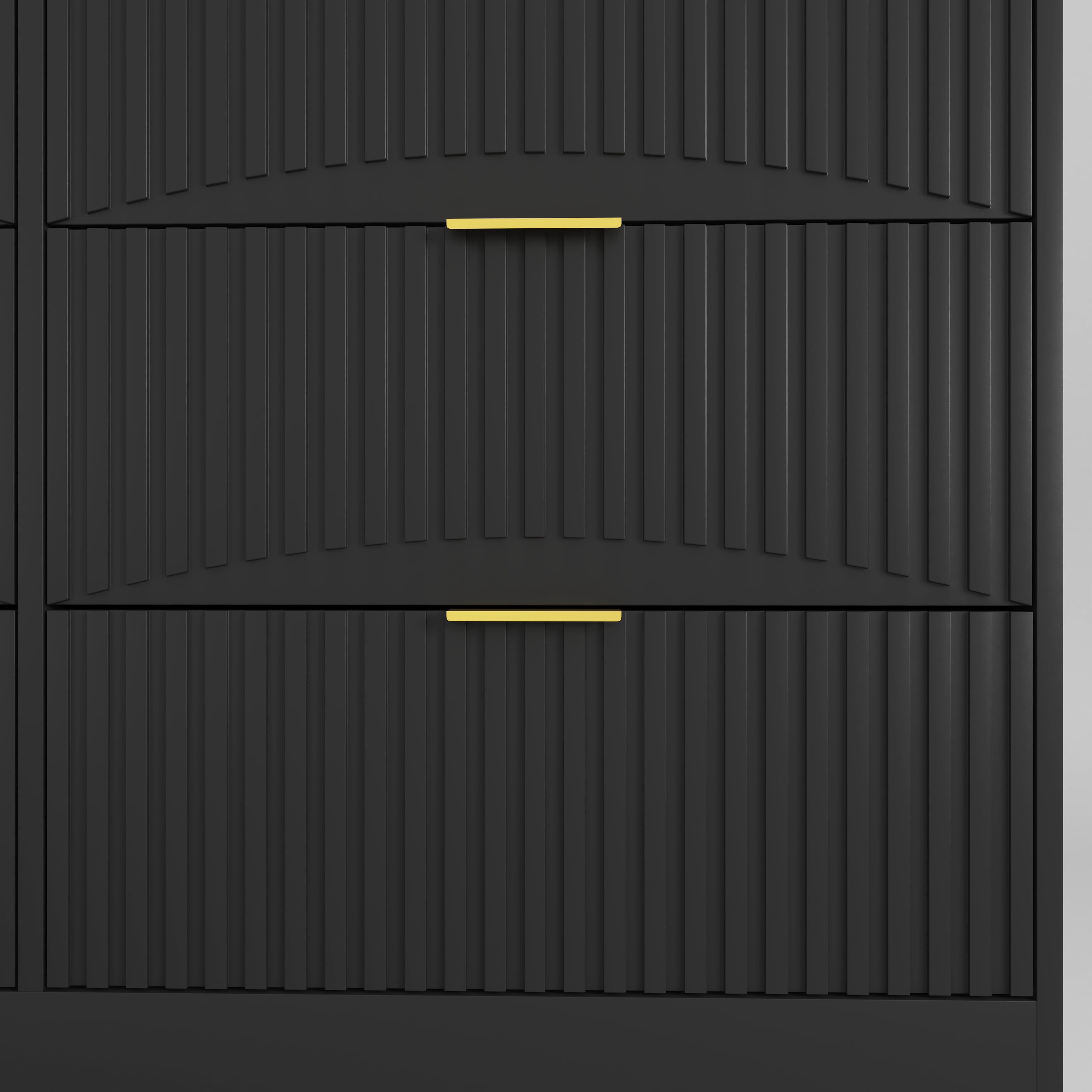 6-Drawer Dresser for Bedroom,Modern Wood Chest of Drawers,Large Storage Cabinet with Wavy Patterns for Living Room,Hallway,Entryway,Black