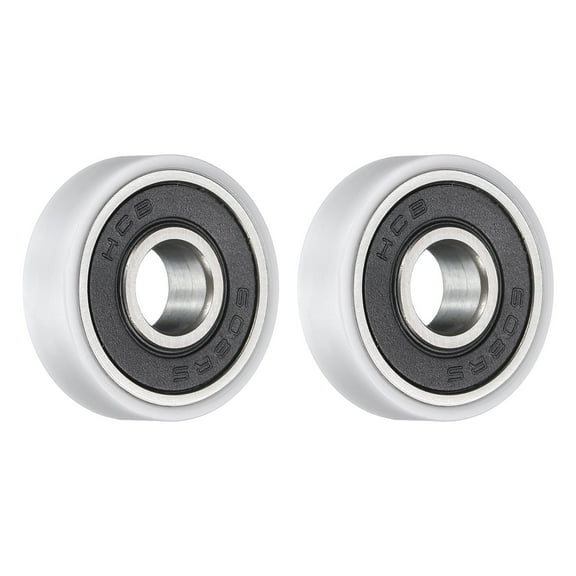 2 Pack 608RS Ball Bearing 8x24x7mm Double Metal Shielded Chrome Steel, White