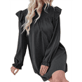 thumbnail image 2 of Vestido de Mujer de Larga con Cuello Alto Holgado y Costuras con Volantes Negro S, 2 of 9