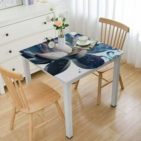 

Facannap 1718875319138141 Square Table Cover Oil Resistant Wear Resistant Reusable Desktop Protection with Elastic Edge 100% Polyester Fiber 52*52