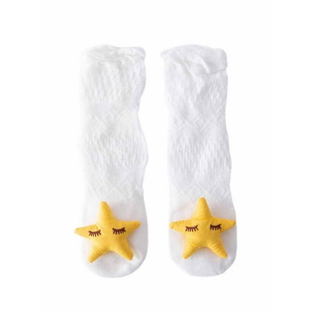 

Binpure Infant Girl Socks with Long Tube Cartoon Doll Decoration Mesh Breathable Clothing Accessory