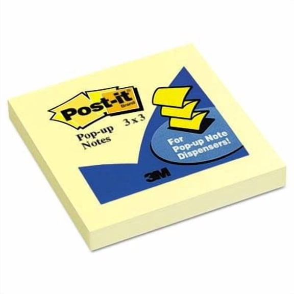 Post-it Dispenser Pop-up Notes, 3 in x 3 in, Canary Yellow, 12 Pads