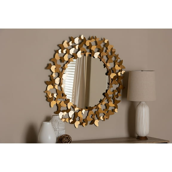 Baxton Studio Soleil Modern and Contemporary Antique Gold Finished Butterfly Accent Wall Mirror