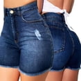 thumbnail image 7 of LYMAYTER Female Jeans Shorts Tight Stretchy Jeans Shorts Casual High Waisted Women Denim Shorts S-2XL, 7 of 7