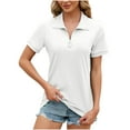 thumbnail image 5 of Annhoo Summer Womens Short Sleeve Tops Casual Solid Color Zipper Neck Blouses Loose Soft Going out T Shirts, 5 of 5