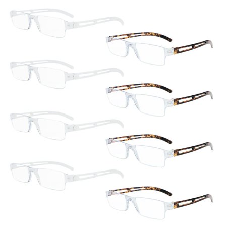 8 Pack Reading Glasses, Blue Light Blocking Computer Reading Glasses for Women and Men, Anti Glare Lightweight Readers (4 Clear+4 Tortoise,+1.50)
