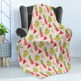 thumbnail image 4 of Tropical Soft Flannel Fleece Blanket, Colorful Juicy Summer Fruits Pattern as Banana Pineapple and a Slice of Watermelon, Cozy Plush for Indoor and Outdoor Use, 70" x 90", Multicolor, by Ambesonne, 4 of 5
