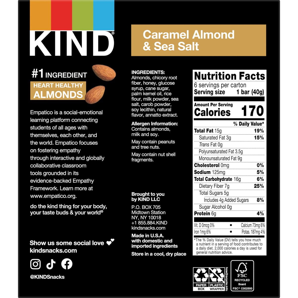 KIND Bars Caramel Almond Sea Salt Gluten Free Snacks - 6ct - Pack of 2