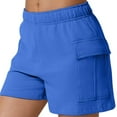 thumbnail image 3 of Lenpel Women's Cargo Sweat Shorts Casual Elastic High Waisted Mid Thigh Comfy Lounge Shorts Athletic Workout with Pockets, 3 of 6