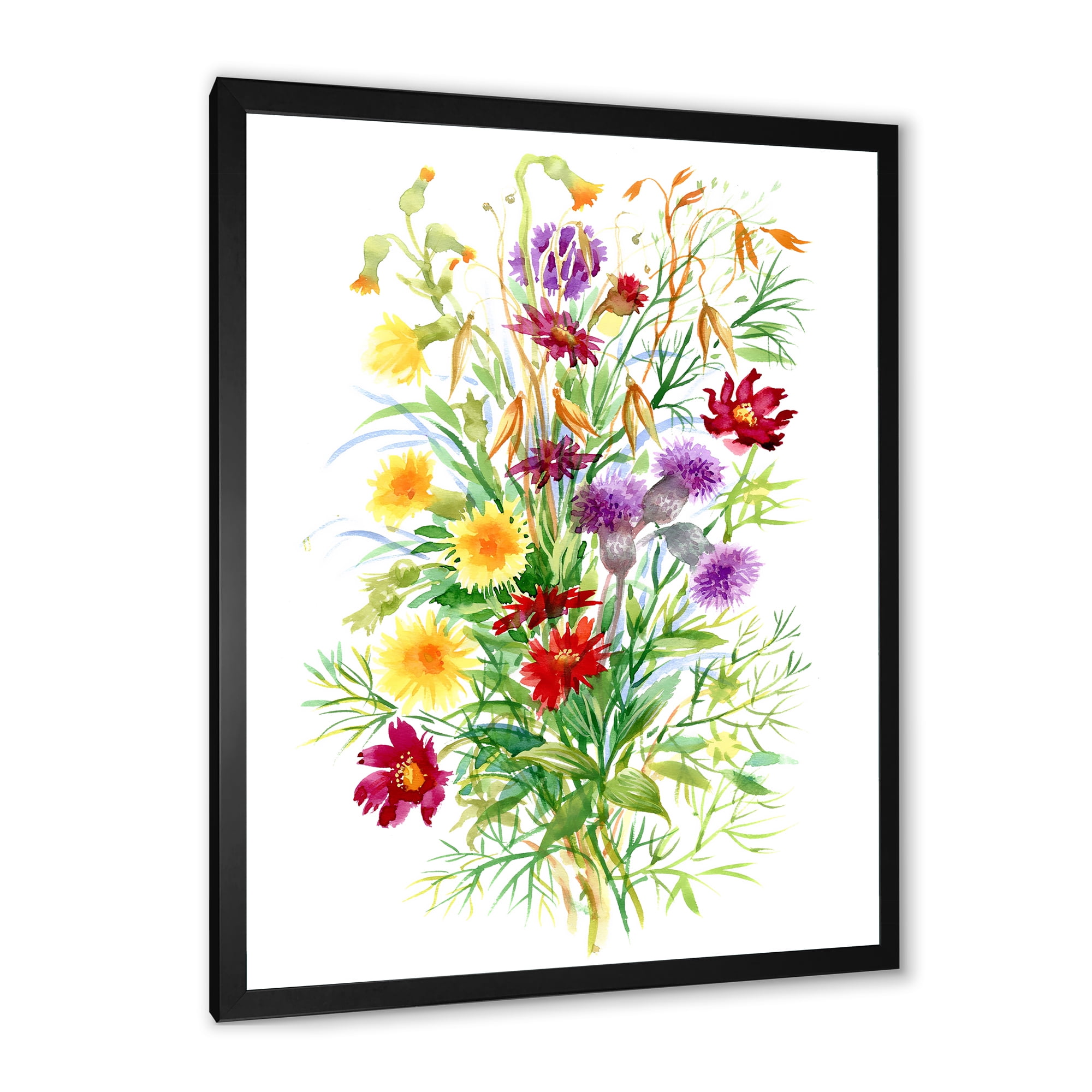 Designart 'Colorful Bouquet Of Wildflowers In Nature' Farmhouse Framed Art Print