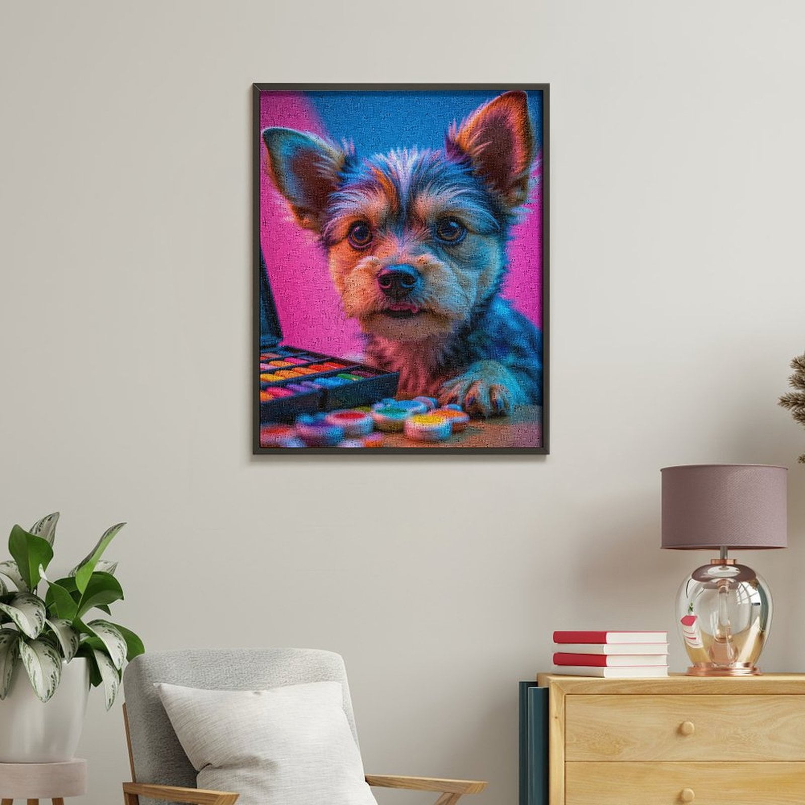 Paint By Numbers Kit for Adults Beginner - DIY Cute Puppy Vivid Colors Art Supplies Canvas Painting Kits for Adults, Frameless Paint By Number for Adults for Home Wall Decor 16x20 Inch