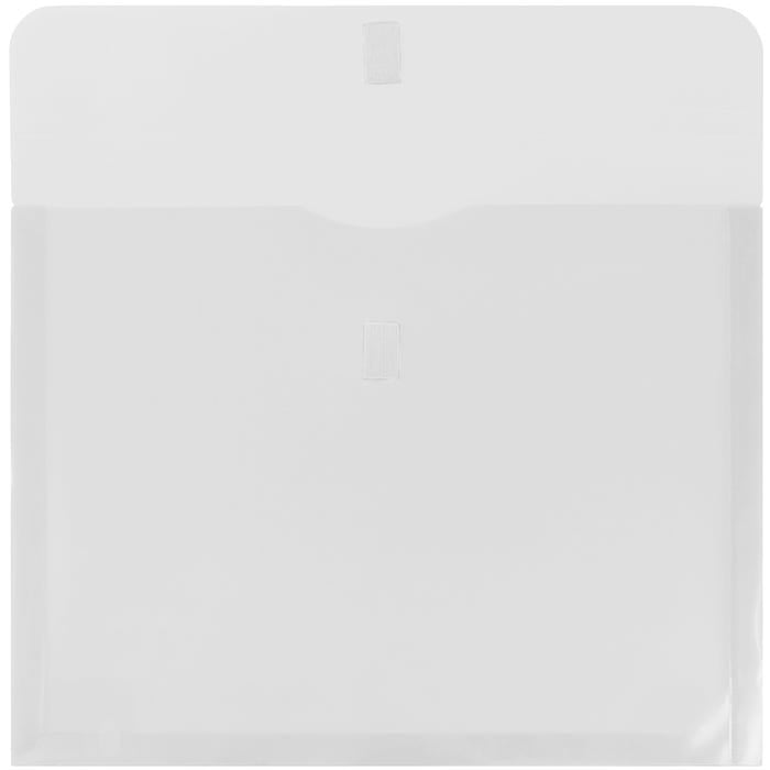 JAM Paper Plastic Expansion Envelopes, Hook & Loop, Letter Booklet, 9 3/4 x 13, 1 in Expansion, Clear, 3/Pack