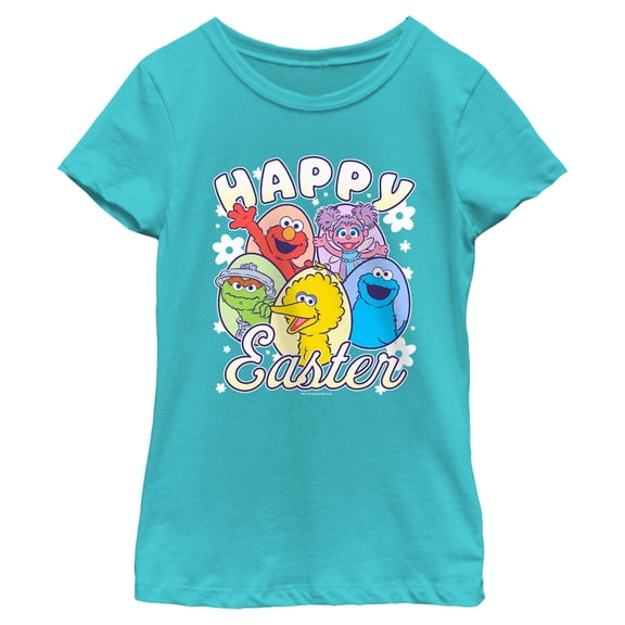 Girls Sesame Street Happy Easter Eggs T Shirt