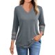thumbnail image 5 of Conjuntos de maestra/o,Camiseta estampada de manga 3/4 para mujer, blusa informal de cuello redondo, mezcla de poliéster y elastano, túnica holgada para usar en casa, sopatenor, 5 of 9