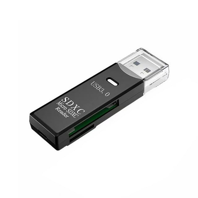Portable USB 3.0/2.0 Card Reader, High-Speed 5Gbps Data Transfer, Supports SD & TF Cards, Plug-and-Play, ABS Durable Shell, Compatible with Windows/Mac/iOS/UNIX/HarmonyOS, Black, Compact &