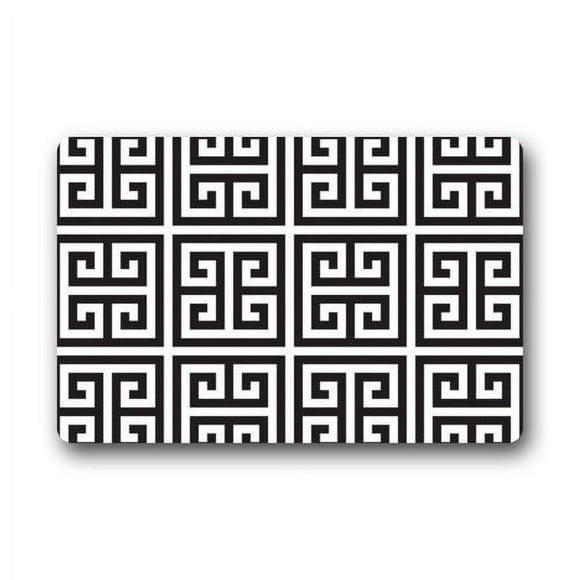 WinHome Black and White Damask Pattern Doormat Floor Mats Rugs Outdoors/Indoor Doormat Size 23.6x15.7 inches