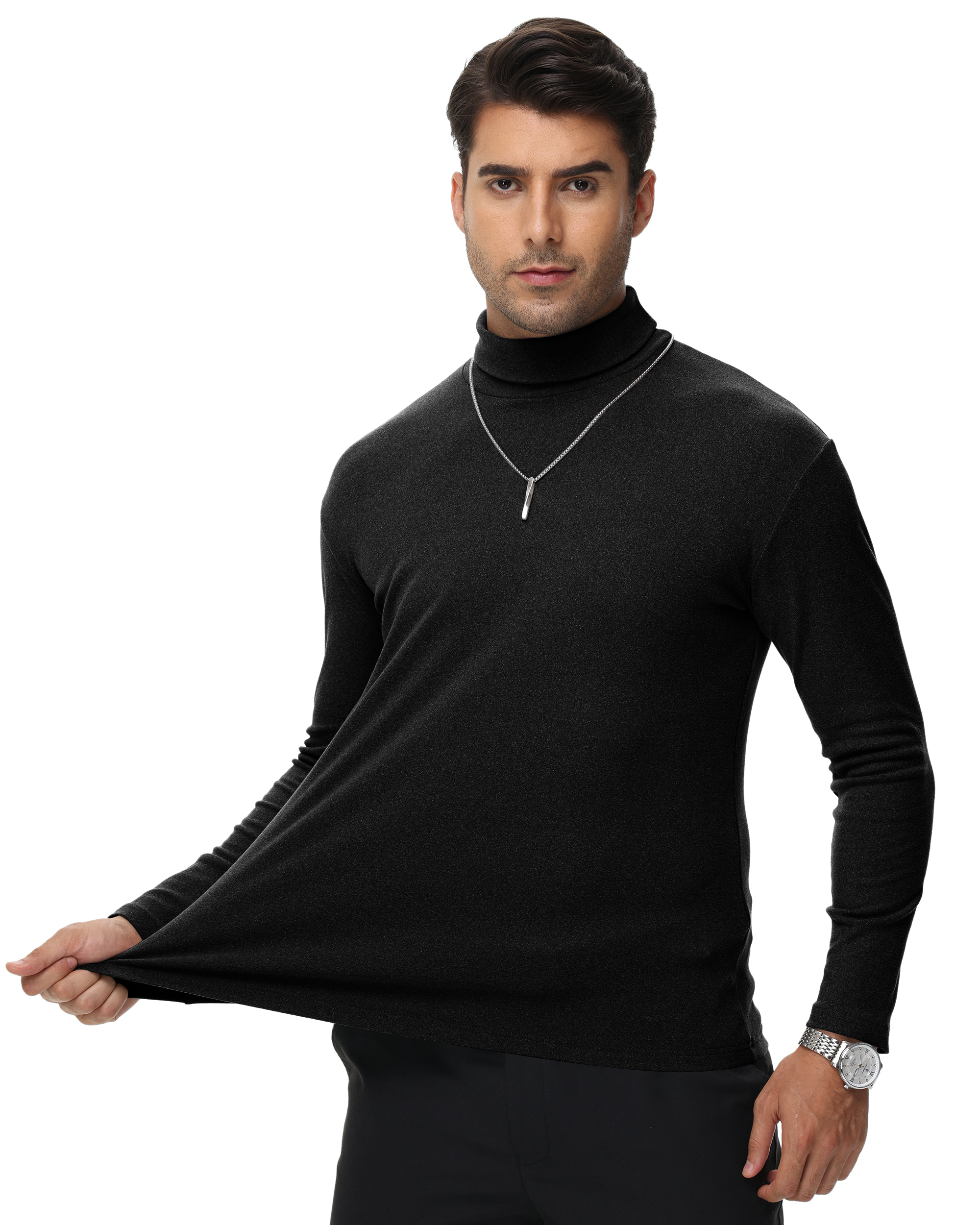 Tyhengta Men's Turtleneck Pullover Sweater, Long Sleeve photo 4