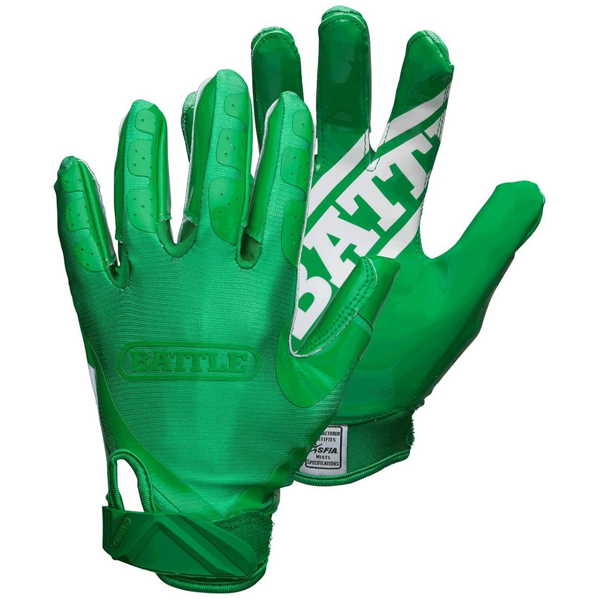 Battle Sports Adult DoubleThreat Football Gloves - 2XL - Green/Green