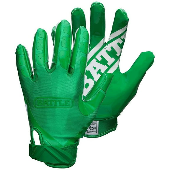 Battle Sports Adult DoubleThreat Football Gloves - XL - Green/Green