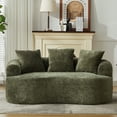 thumbnail image 4 of Curved Loveseat, Small Chenille Sofa with 3 Pillows, Deep Seat Couch for Apartment, Living Room, No Assembly Needed, 4 of 5