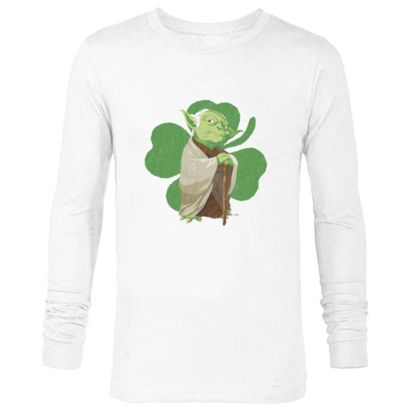 Star Wars Yoda Lucky Shamrock St. Patrick’s Day - Long Sleeve T-Shirt for Men - Customized-White
