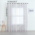 thumbnail image 2 of 2 Panels Semi Sheer Curtains for Bedroom, Grommet Embroidered Diamond Tile Print Voile Light Filtering Window Curtains for Living Room, 39*99in, 2 of 7