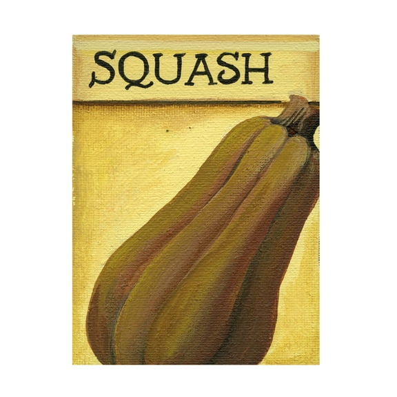Canvas Wall Art - Debbi Wetzel 'Seed Packets 04 - Squash' Wall Art for Living Room, Bedroom, or Office Décor by Trademark Fine Art - 14 x 19 Inches