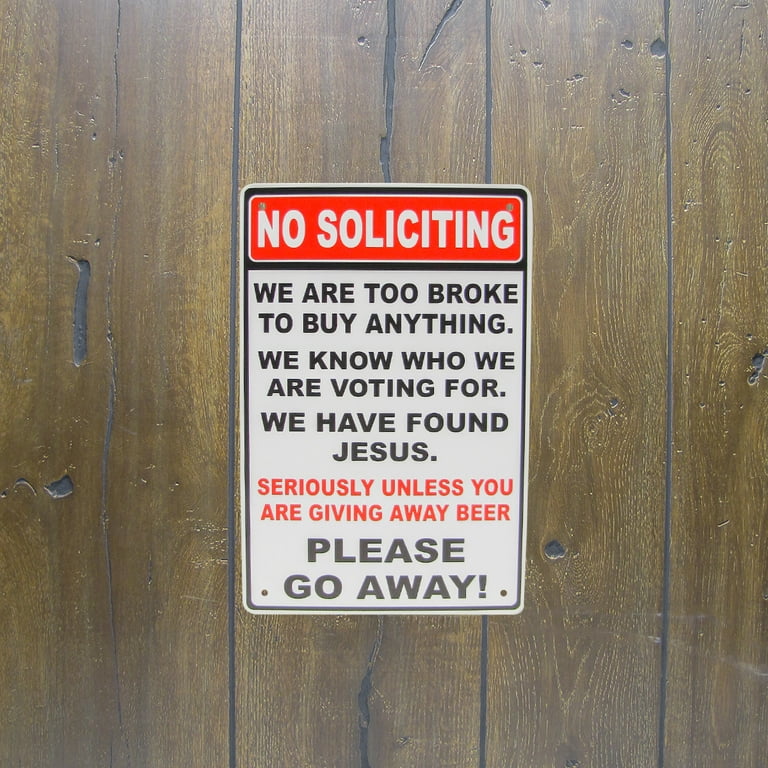 Funny No Soliciting Unless Giving Away Beer Metal Front Door Porch Home Tin Sign Funny No Soliciting Unless Giving Away Beer Metal Front Door Porch Home Tin Sign