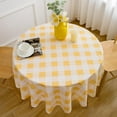 thumbnail image 2 of Yellow Buffalo Plaid Tablecloth 70" Round Tablecloth - Polyester Yellow and White Checkered Gingham Table Cover Reusable Water Resistant for Spring Summer Holiday Party Dinner Table Decorations, 2 of 8