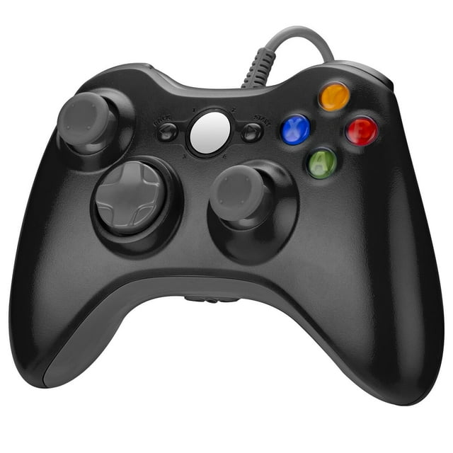 Mando de juegos con cable negro para Microsoft Xbox 360 PC WIN 7 8 10 Joystick