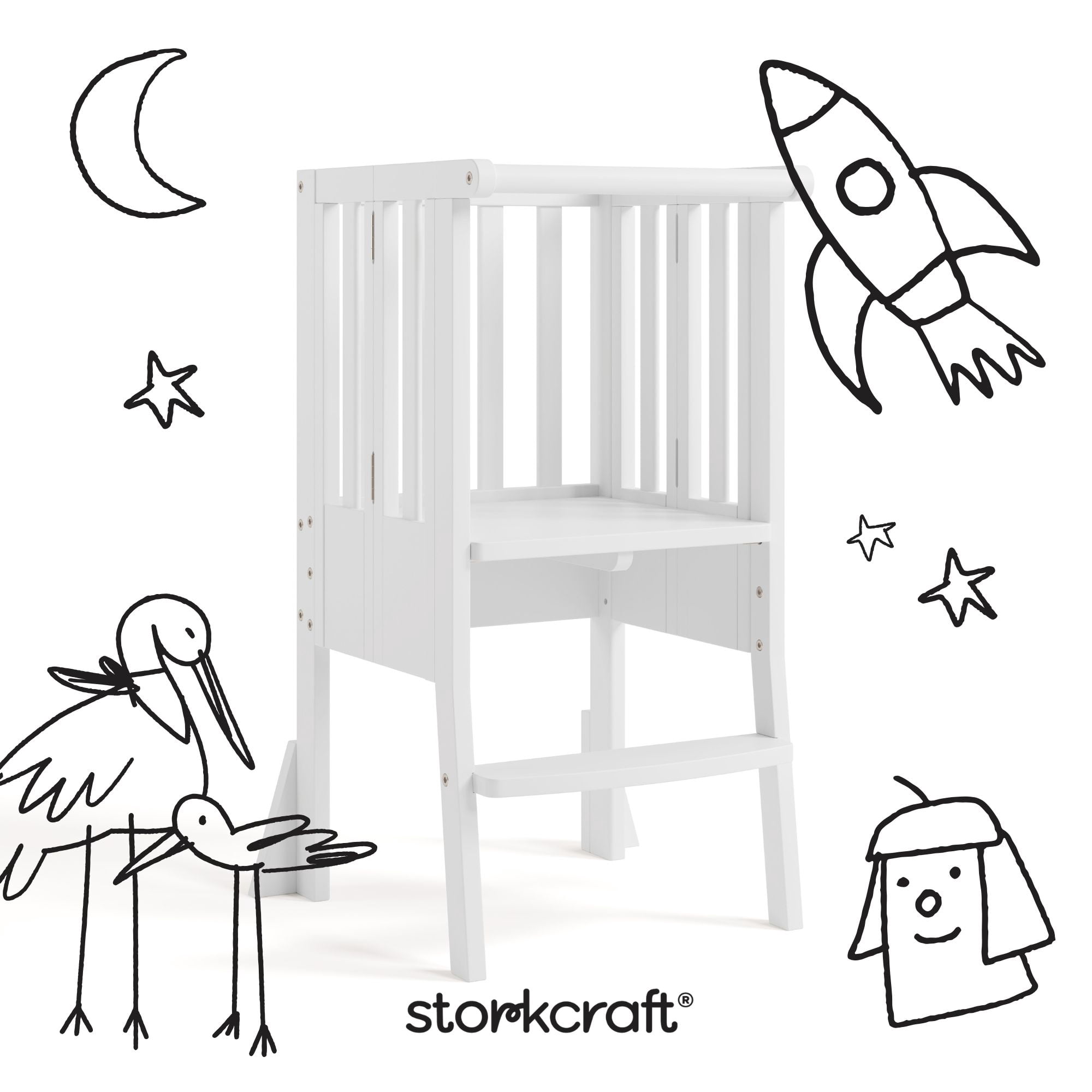 Storkcraft Toddler Montessori Foldable Step Stool, White