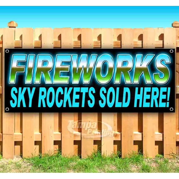 Fireworks Sky Rockets Bl 13 oz Vinyl Banner With Metal Grommets