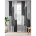 thumbnail image 5 of Sheer Curtains 84 Inches Long, Black Abstract Semi Sheer Curtains Light Filtering Window Treatment, Grey Geometric Oil Painting Vintage Ombre Privacy Voile Drapes for Living Room Bedroom 52x84 Inch, 5 of 7