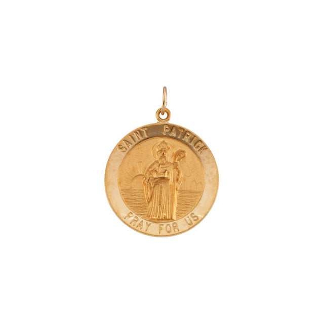 Details about   14K Yellow Gold Saint Patrick Round Medal Charm Pendant MSRP $491 