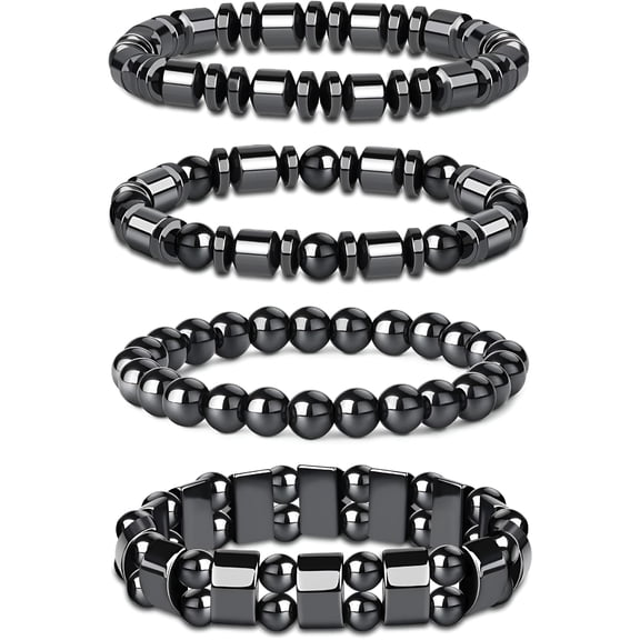 DESIGNICE 4Pcs Hematite Bracelet for Men Women Bangle Bracelet Magnetic Tiger Eye Bracelets