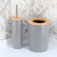 thumbnail image 6 of Gray Toilet Brush and Holder Set Padang with Bamboo Top - Stylish Bathroom Cleaning Solution for Modern Homes, 6 of 7