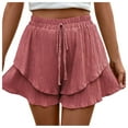 thumbnail image 2 of Kureaily Women Summer Shorts Elastic Waist Shorts Casual Wide Legs Shorts With Pockets, 2 of 5