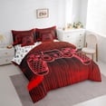 thumbnail image 3 of Manfei Game Console 7 Pieces Bedding Comforter Set,Gamepad Gamer Full Bedding Set,Red Striped Hexagon Fitted Sheet Flat Sheet For Kids,Super Cozy Room Decor Reversible, 3 of 8