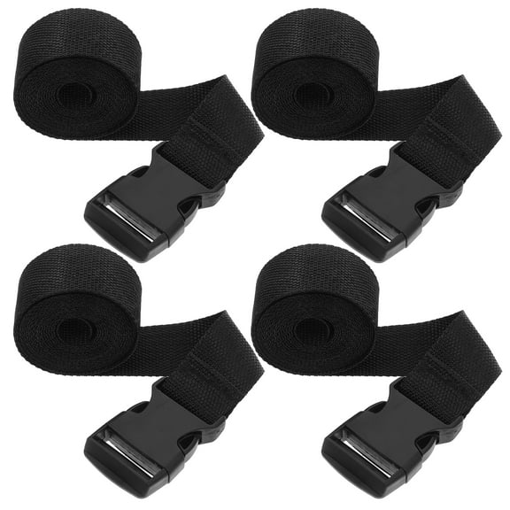 CATIEBYE 4-Pack Black Utility Straps with Buckles for Home, Travel, Outdoor, and Camping Use, and Adjustable