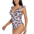 thumbnail image 3 of Yiaed Tropics Palm Trees Print Women's Ruffled One Piece Swimsuit V Neck Swimwear Slimming Monokini for Woman-XX-Large, 3 of 8