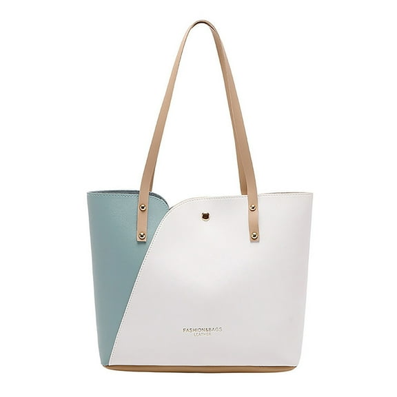 Modstep Leather Tote Purse for Women Fashion Large Shoulder Handbags Color Block Cute Daypack for Work Shopping