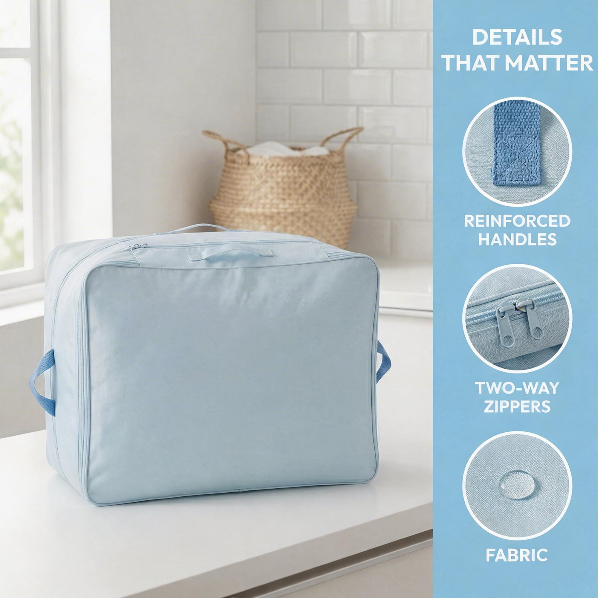 Unique Bargains Clothes Storage Bags for Organizing Bedroom Light Blue 19.7"x15.7"x11.8"