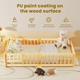 thumbnail image 4 of Slsy Montessori Floor Bed for Kids, Solid Wood Toddler Bed Frame w/Convertible Door and Safety Fence, Floor Bed Frame for Children Bedroom, Toddlers, Boys Girls, Kids Playroom, Twin / Full, 4 of 7