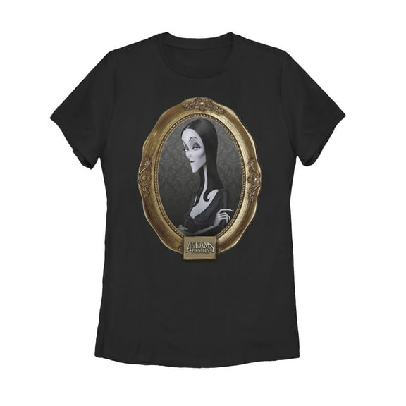 Women's Addams Family Morticia Classic Frame  Graphic Tee Black Medium