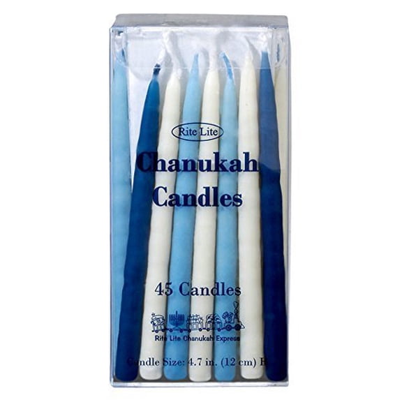 Rite-Lite Judaica Deluxe Blue & White 4.7-Inch Chanukah Candles, Box of 45