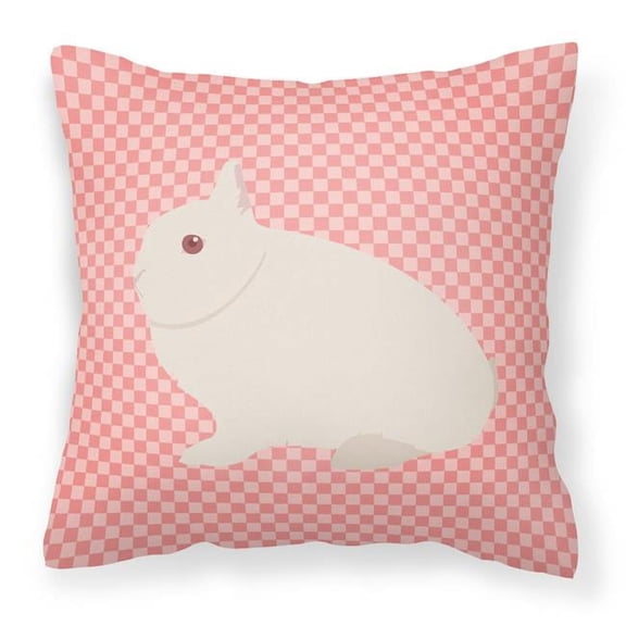 Carolines Treasures BB7964PW1414 Hermelin Rabbit Pink Check Fabric Decorative Pillow, 14 x 14 in.