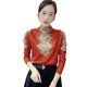 thumbnail image 5 of Camiseta de manga larga adelgazante versátil de estilo occidental a la moda con cuello alto medio y forro polar para mamá en otoño e invierno, 5 of 5